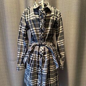 Girls, Burberry black and white plaid dress